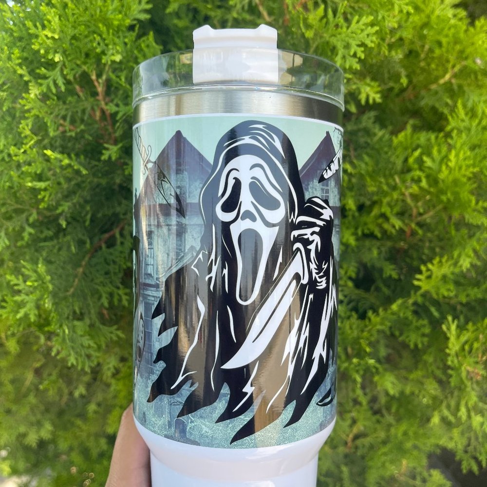 Gift Halloween Ghostface Scream 40oz Tumbler/Water bottle 40 oz Mug Horror tumbl - Picture 7 of 7